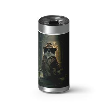Fortune and Glory Custom Tumbler wrap on a brushed stainless Wrapware tumbler