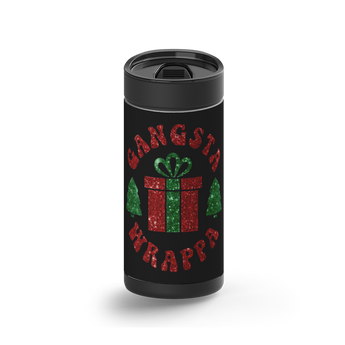Gangsta Wrappa II wrap on a black ceramic Wrapware tumbler