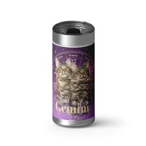Gemini Zodicat Custom Tumbler wrap on a brushed stainless Wrapware tumbler