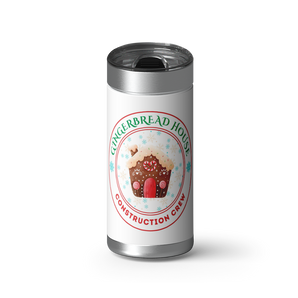 Gingerbread Construction Crew wrap on a brushed stainless Wrapware tumbler