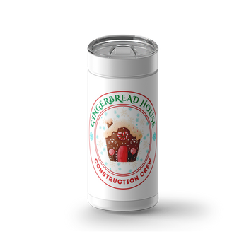 Gingerbread Construction Crew wrap on a white ceramic Wrapware tumbler