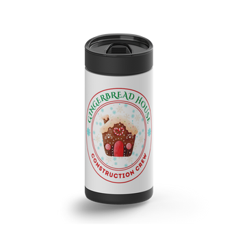 Gingerbread Construction Crew wrap on a black ceramic Wrapware tumbler