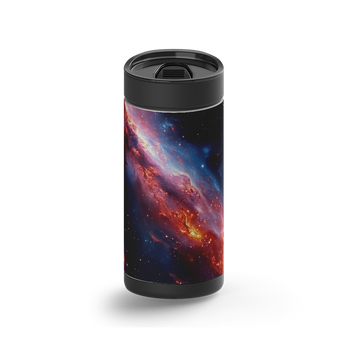Glowing Stardust wrap on a black ceramic Wrapware tumbler