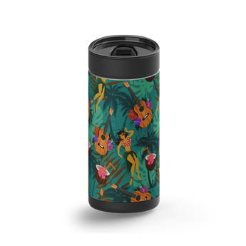 Hula Lounge wrap on a black ceramic Wrapware tumbler
