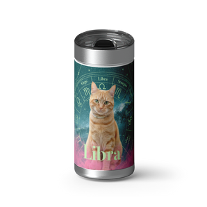 Libra Zodicat Custom Tumbler wrap on a brushed stainless Wrapware tumbler