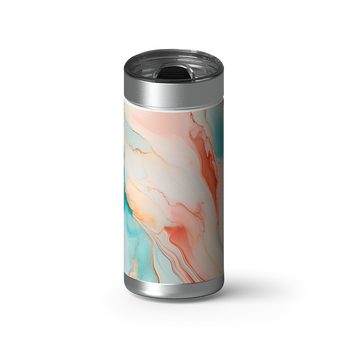 Light Blue Marble 1 wrap on a brushed stainless Wrapware tumbler