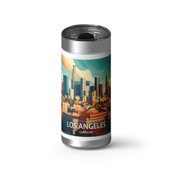 Los Angeles Travel Poster wrap on a brushed stainless Wrapware tumbler