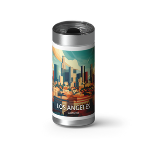 Los Angeles Travel Poster wrap on a brushed stainless Wrapware tumbler