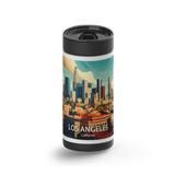 Los Angeles Travel Poster wrap on a black ceramic Wrapware tumbler