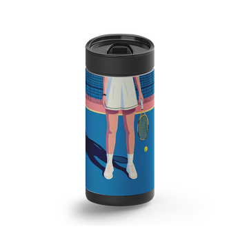 Match Point wrap on a black ceramic Wrapware tumbler