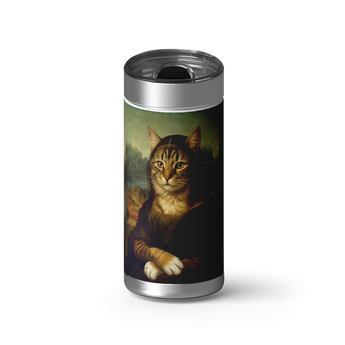 Meowna Lisa wrap on a brushed stainless Wrapware tumbler