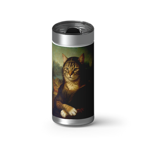 Meowna Lisa wrap on a brushed stainless Wrapware tumbler