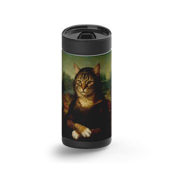 Meowna Lisa wrap on a black ceramic Wrapware tumbler