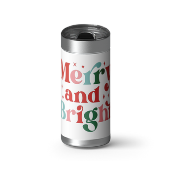 Merry and Bright wrap on a brushed stainless Wrapware tumbler