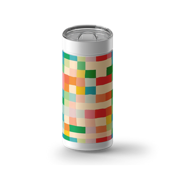 Modern Patchwork wrap on a white ceramic Wrapware tumbler