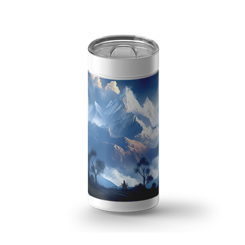 Mountain Peaks wrap on a white ceramic Wrapware tumbler