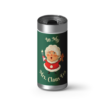 Mrs Claus Era - Green wrap on a brushed stainless Wrapware tumbler