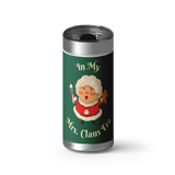 Mrs Claus Era - Green wrap on a brushed stainless Wrapware tumbler
