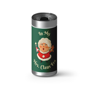 Mrs Claus Era - Green wrap on a brushed stainless Wrapware tumbler