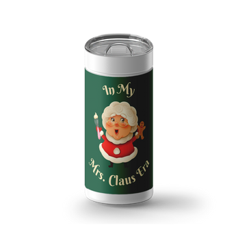 Mrs Claus Era - Green wrap on a white ceramic Wrapware tumbler