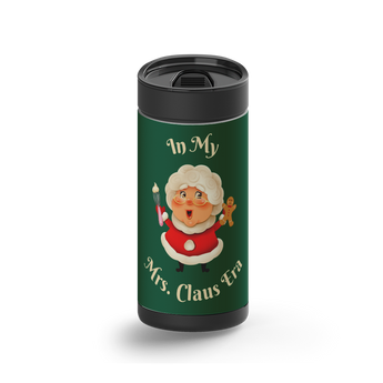 Mrs Claus Era - Green wrap on a black ceramic Wrapware tumbler