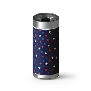Navy Star Pattern wrap on a brushed stainless Wrapware tumbler