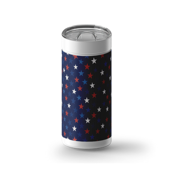 Navy Star Pattern wrap on a white ceramic Wrapware tumbler