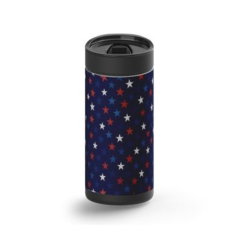 Navy Star Pattern wrap on a black ceramic Wrapware tumbler