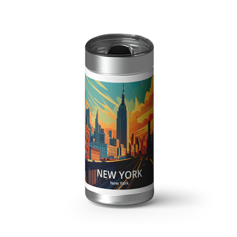 New York Travel Poster wrap on a brushed stainless Wrapware tumbler