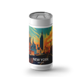 New York Travel Poster wrap on a white ceramic Wrapware tumbler
