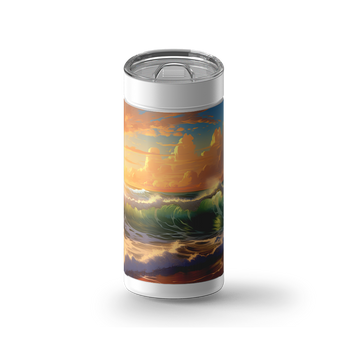 Ocean Waves at Sunset wrap on a white ceramic Wrapware tumbler