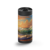 Ocean Waves at Sunset wrap on a black ceramic Wrapware tumbler