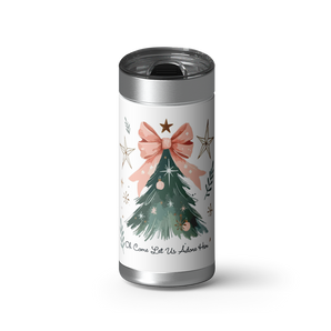 Oh Come Let Us Adore wrap on a brushed stainless Wrapware tumbler