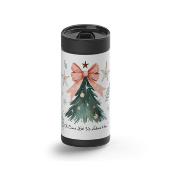 Oh Come Let Us Adore wrap on a black ceramic Wrapware tumbler