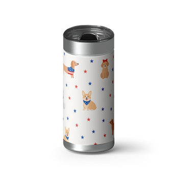 Patriotic Pups wrap on a brushed stainless Wrapware tumbler