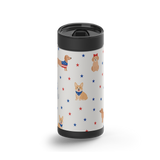Patriotic Pups wrap on a black ceramic Wrapware tumbler