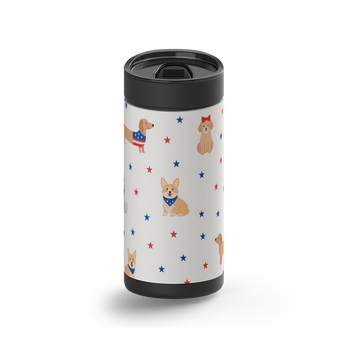 Patriotic Pups wrap on a black ceramic Wrapware tumbler