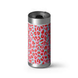 Pink & Light Teal Cheetah Print wrap on a brushed stainless Wrapware tumbler