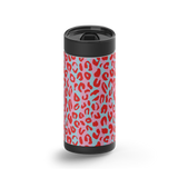 Pink & Light Teal Cheetah Print wrap on a black ceramic Wrapware tumbler