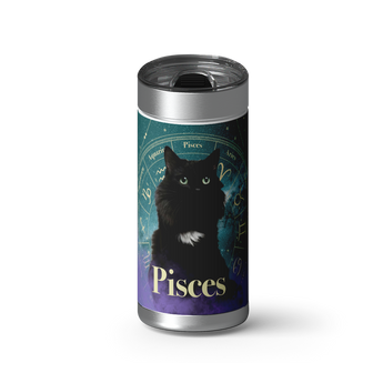 Pisces Zodicat Custom Tumbler wrap on a brushed stainless Wrapware tumbler