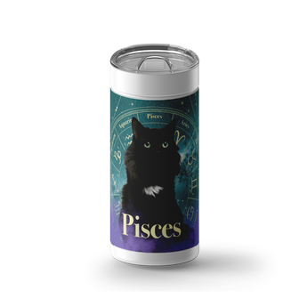 Pisces Zodicat Custom Tumbler wrap on a white ceramic Wrapware tumbler