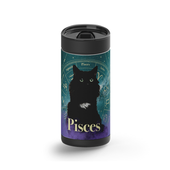 Pisces Zodicat Custom Tumbler wrap on a black ceramic Wrapware tumbler