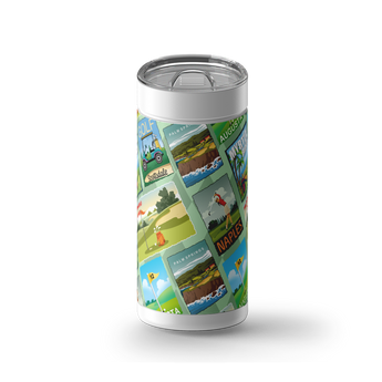 Postcards From the Green wrap on a white ceramic Wrapware tumbler