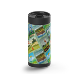Postcards From the Green wrap on a black ceramic Wrapware tumbler
