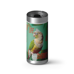 Showbird Custom Tumbler wrap on a brushed stainless Wrapware tumbler