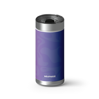 Wrapware Purple Pattern wrap on a brushed stainless Wrapware tumbler