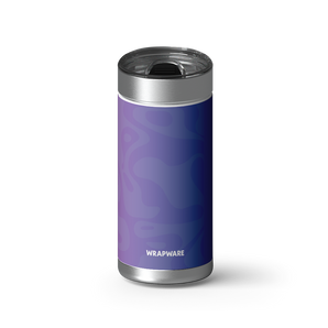 Wrapware Purple Pattern wrap on a brushed stainless Wrapware tumbler