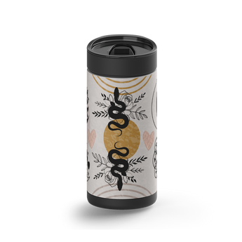 Rattle & Tat wrap on a black ceramic Wrapware tumbler