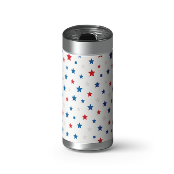 Red White and Blue Stars wrap on a brushed stainless Wrapware tumbler