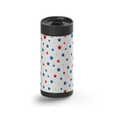 Red White and Blue Stars wrap on a black ceramic Wrapware tumbler